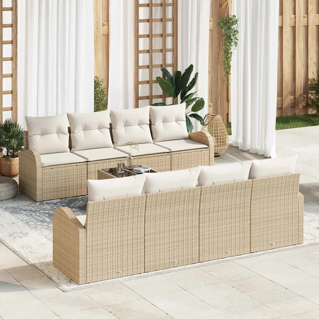 Set Divano da Giardino Beige 55 x 55 x 37 cm polyrattan
