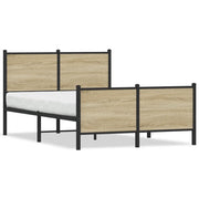 Letto matrimoniale | Letto per adulti | Giroletto senza Materaso in Metallo Rovere Sonoma 120x190 cm