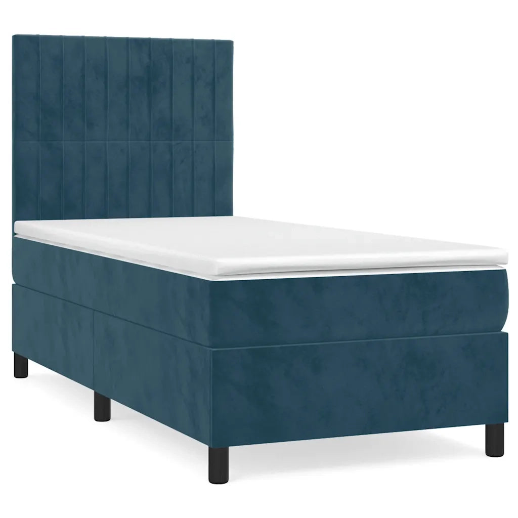 Giroletto a Molle con Materasso-Struttura Letto Blu Scuro 90x200 cm in Velluto 795561