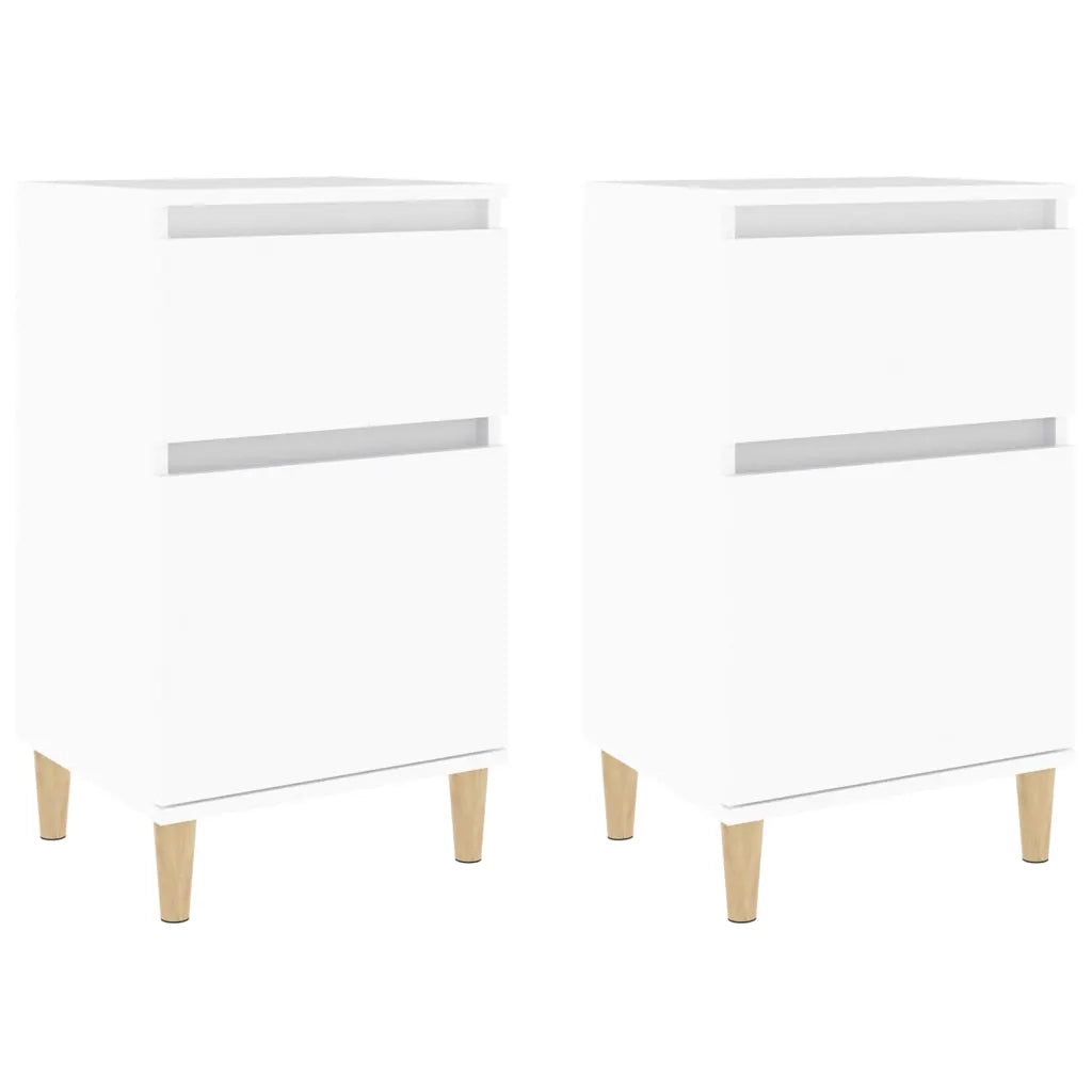 Set di 2 Comodini | Armadio da Notte | Mobiletto da notte Bianchi 40x35x70 cm