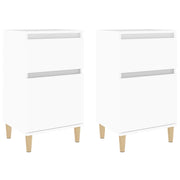 Set di 2 Comodini | Armadio da Notte | Mobiletto da notte Bianchi 40x35x70 cm