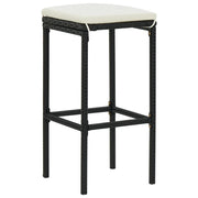 Sgabelli da Bar con Cuscini 3 pz Neri in Polyrattan 313443