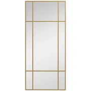 Specchio da Parete Stile Finestra con Montaggio Verticale e Orizzontale, 110x50cm, Oro