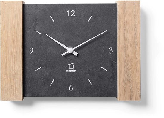 Orologio da parete in legno di quercia con movimento radiografico (quercia nera/verniciata - radiografico)