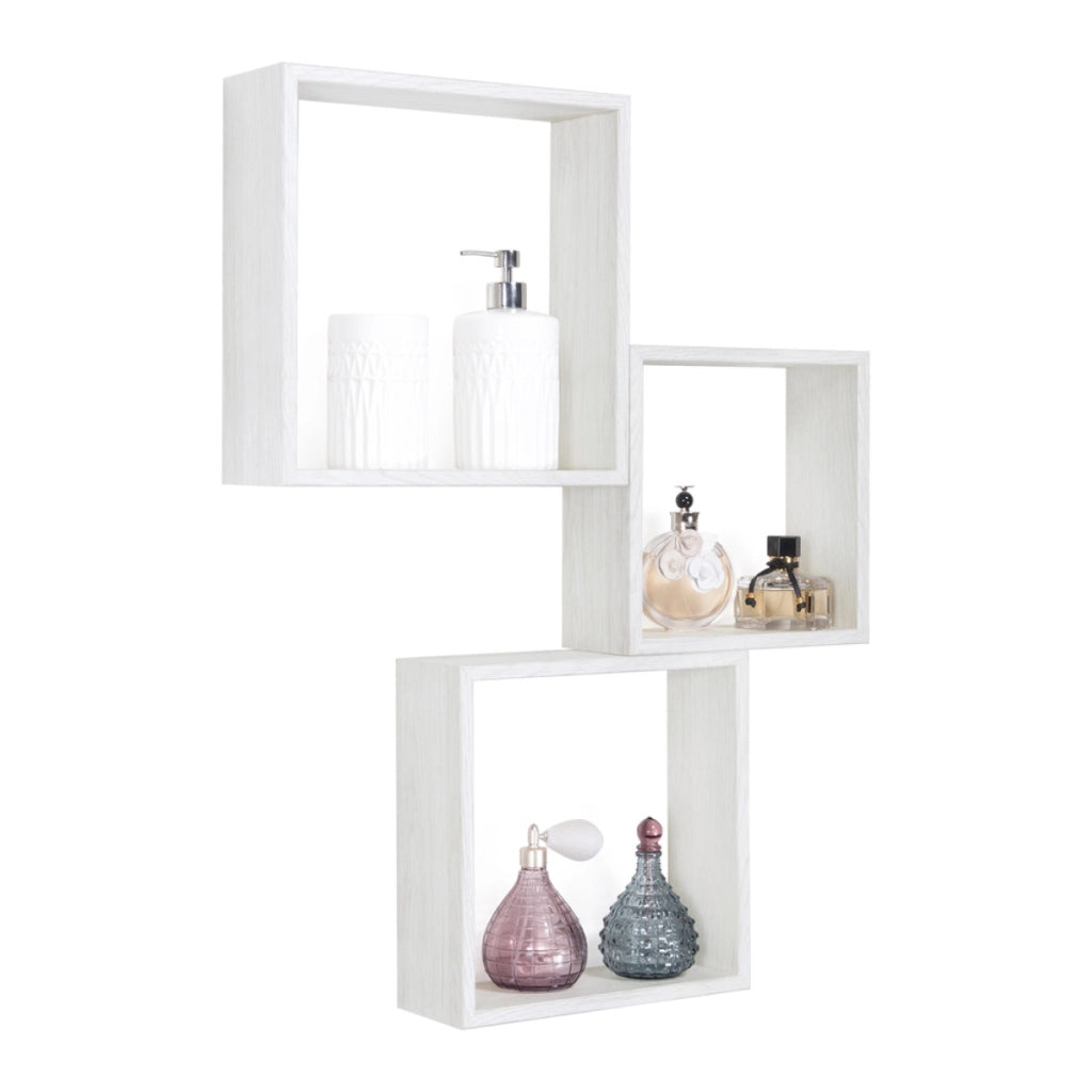 Set di 3 Mensole da Muro Modello INCUBO SLIM, Cubi Arredo, Mensole Cubo, Cubi da Parete. Misure 30x30x10cm 27x27x10cm e 24x24x10cm. Finitura   ROV.SBIANCATO - MADE IN ITALY
