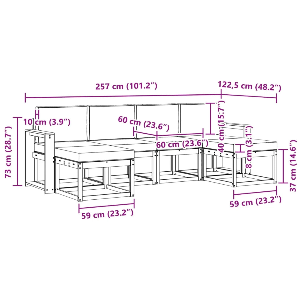 Set di divani da esterno 6 pz Bianco e Antracite Poliestere 3388021