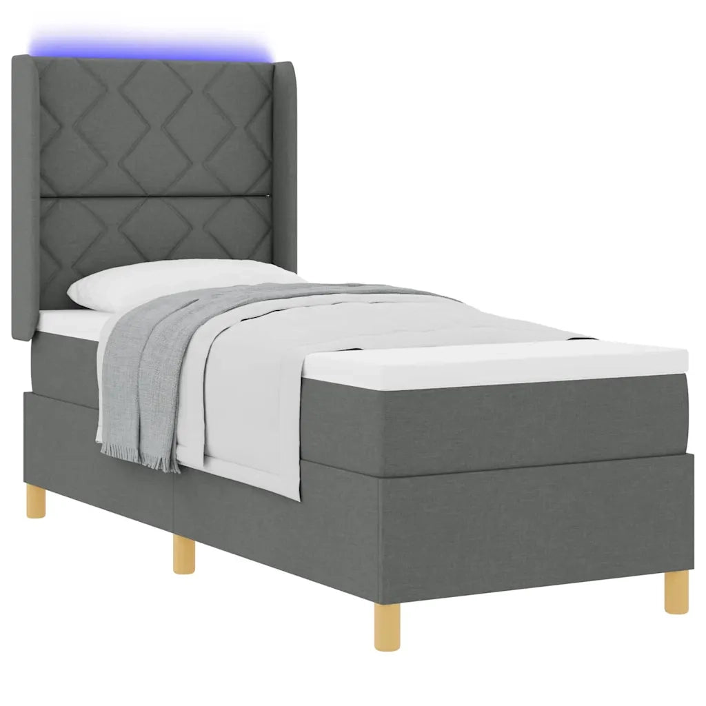Letto a molle con strisce LED Grigio 80 x 200 cm Tessuto 3343722