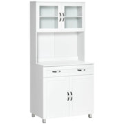 Mobile Dispensa da Cucina 80x48x170 cm con Ante in Vetro Bianco