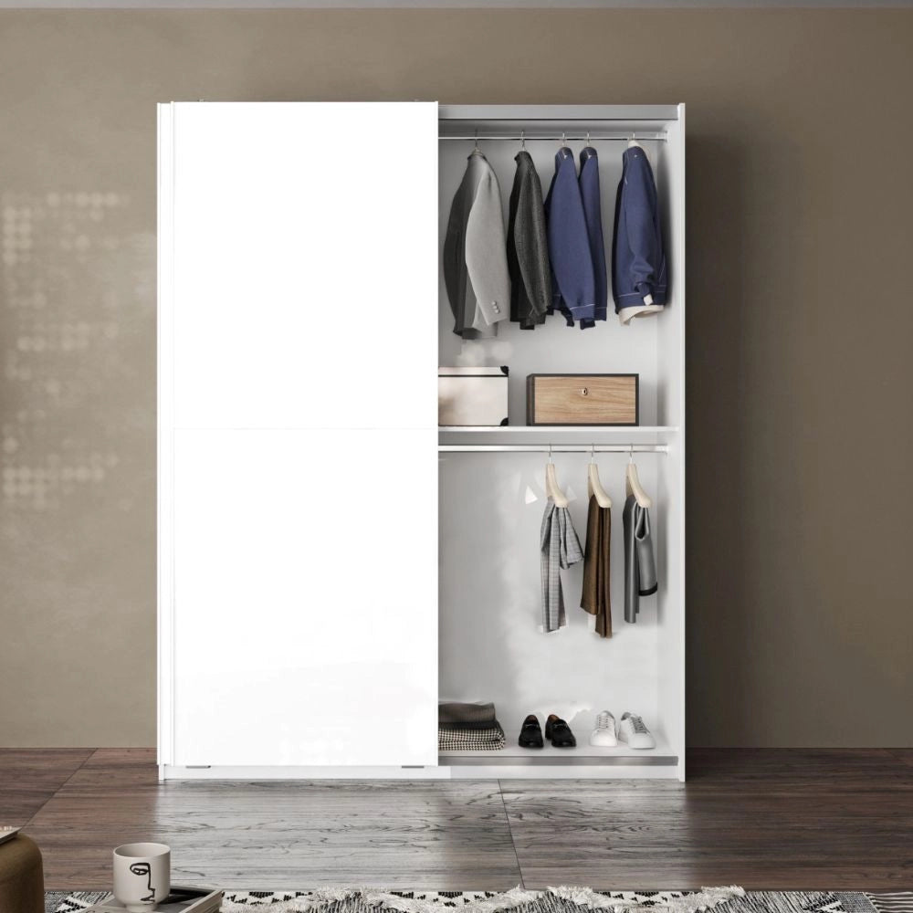 Armadio due ante scorrevoli bianco opaco Swing – 180x55x230H