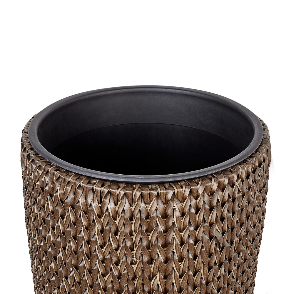 Set di 2 vasi in finto rattan marrone per piante con inserto per interni ed esterni