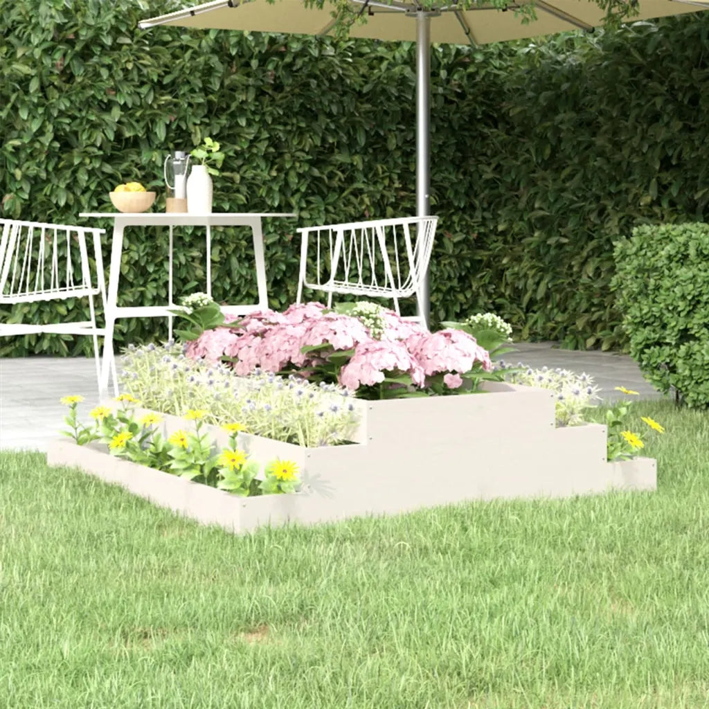 Fioriera | Cassetta per fiori | Vaso Bianca 110x110x27 cm in Legno Massello di Pino