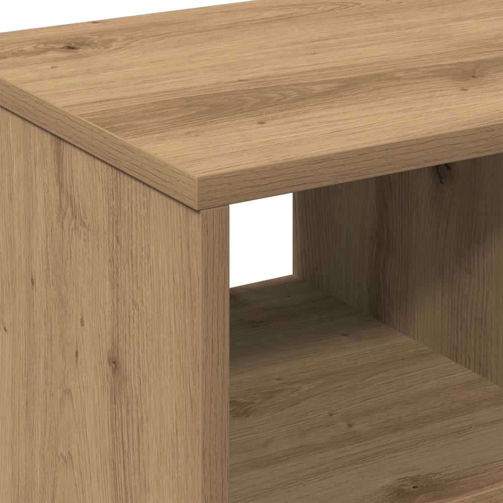 Tavolino con Ruote Rovere Artigianale 50x30x55 cm in Legno Ingenerizzato