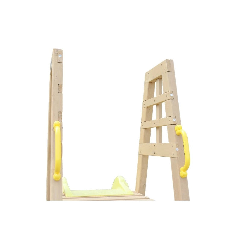 Scivolo per bambini da esterno, SCIVOLO da Giardino in Plastica per Bambini con Solida Struttura in Legno 4 Gradini. Dim