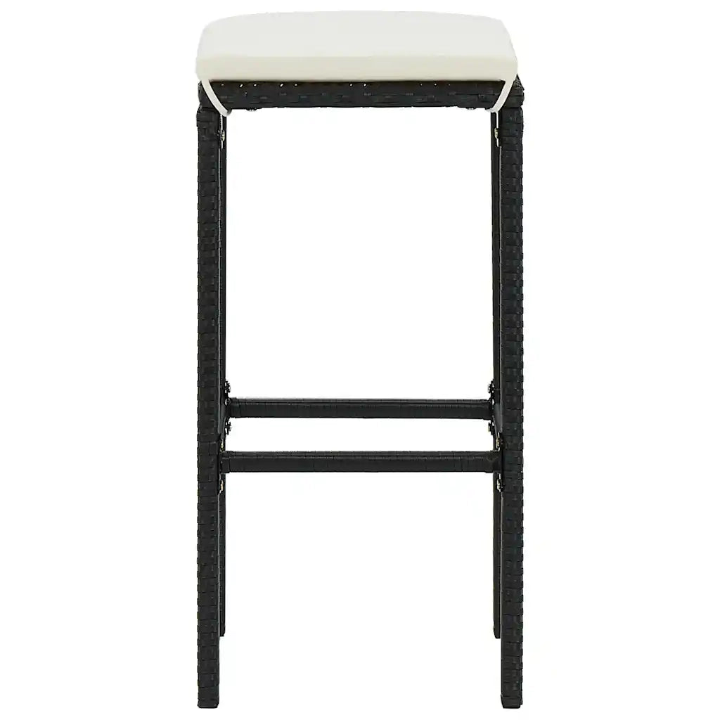 Sgabelli da Bar con Cuscini 4 pz Neri in Polyrattan 313446
