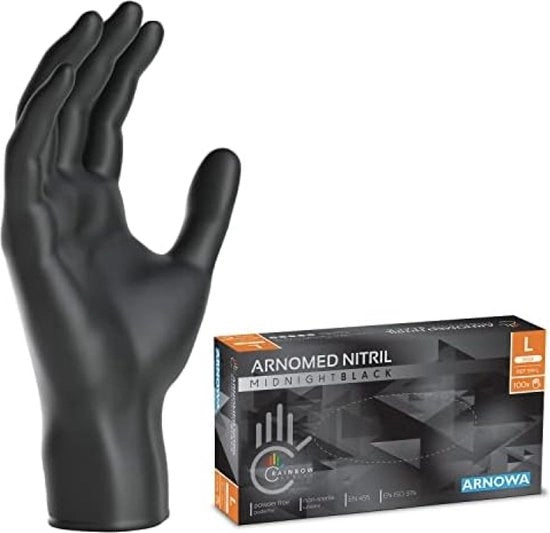 Manopole da smaltamento - Nero - Manopole in nitrile - Taglia L - 100 pezzi - Senza polvere e senza lattice