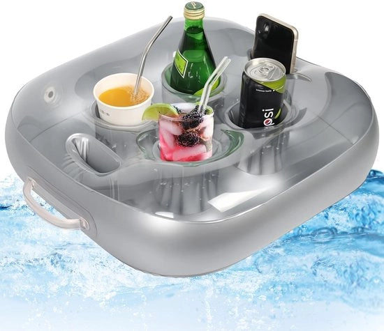 Sostegno galleggiante di stoccaggio di bevande per piscina e spiaggia, riutilizzabile e opzionale con illuminazione LED.