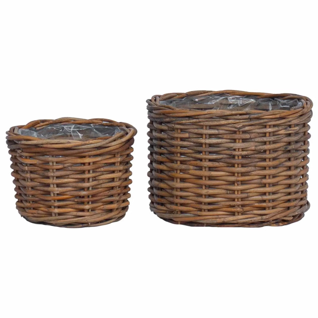 Cestino per Piante con archiviazione 2 pcs Marrone Rattan Kubu