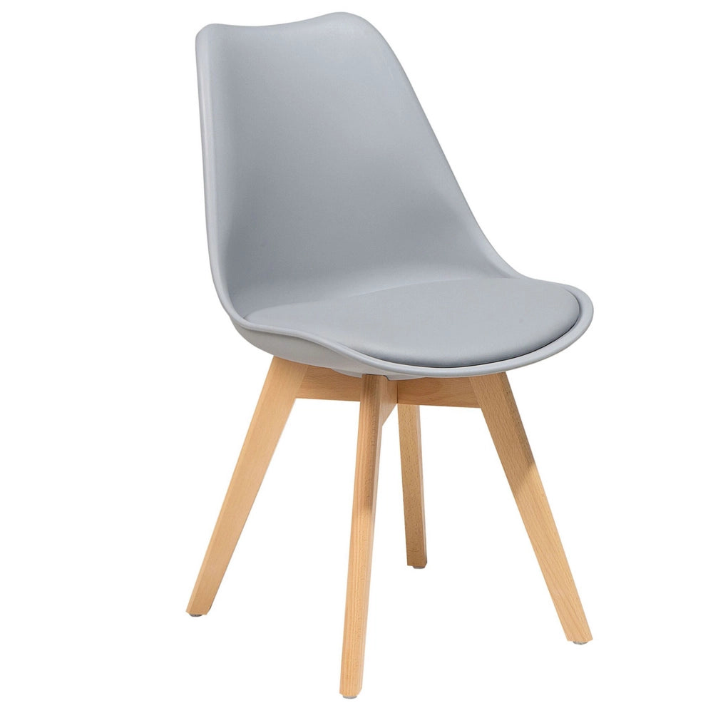 Set di 2 Sedie da Pranzo Ecopelle colore Grigio con  Gambe in Legno Lucide soggiorno sala da pranzo