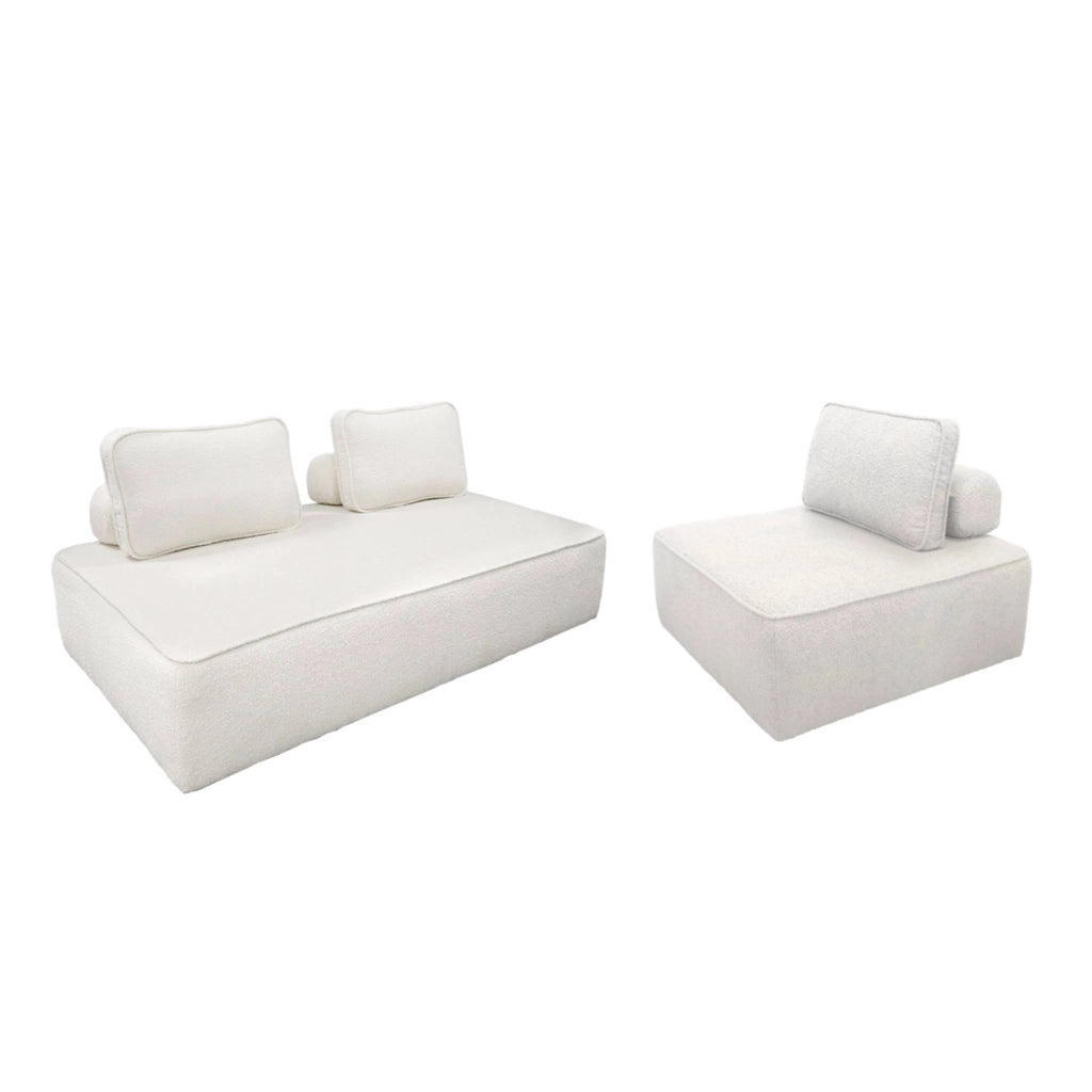 Divano modulare in bouclé, 3 posti, crema