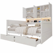 Letto Contenitore 140x200 cm con LED; Cassetti; Presa; Tipo C; Bianco