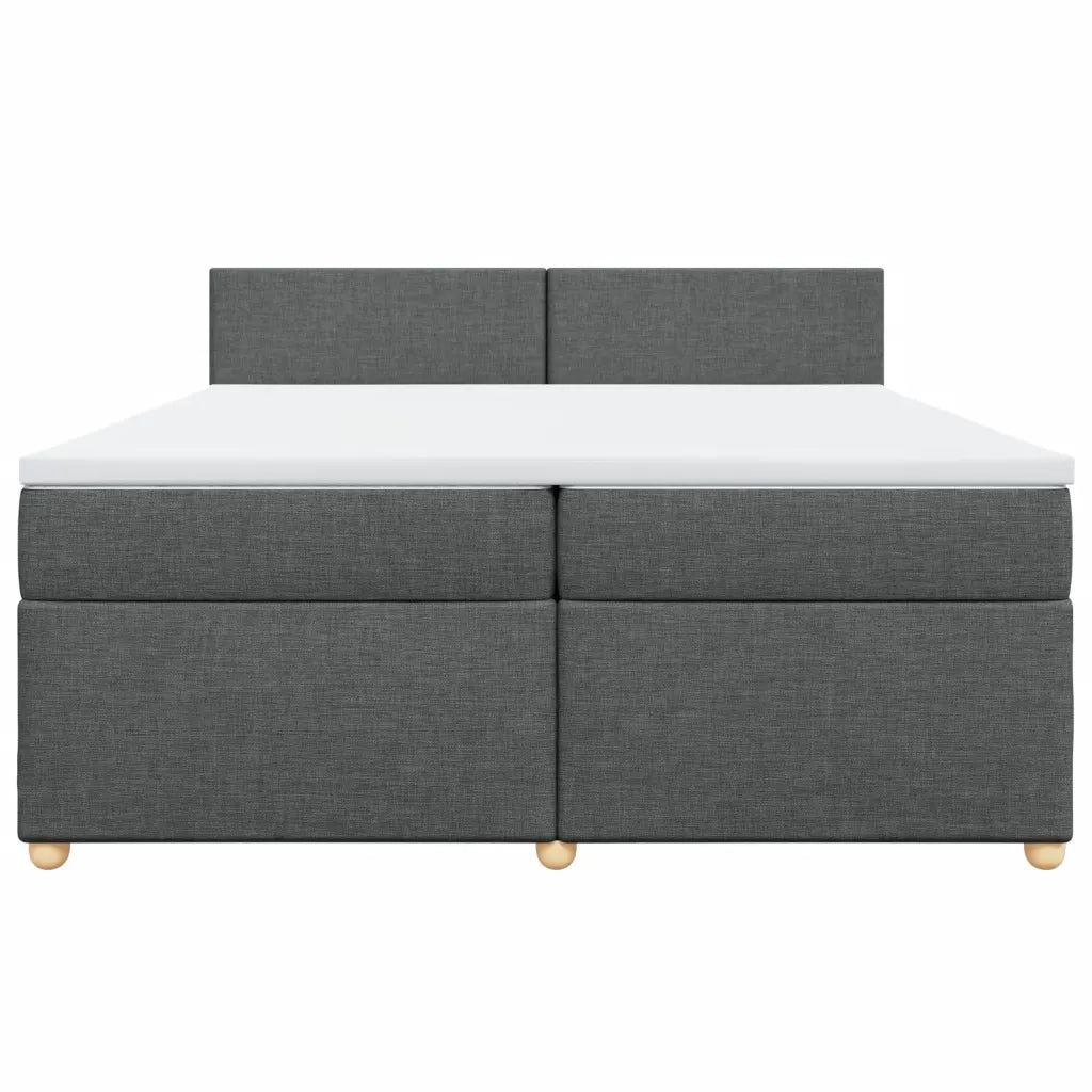 Giroletto a Molle con Materasso Grigio Scuro 200x200 cm Tessuto