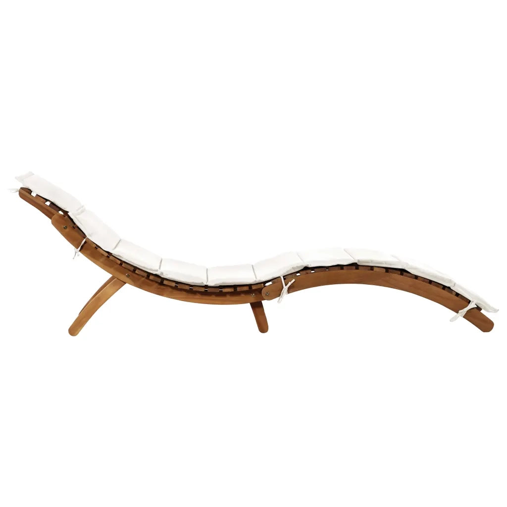 Lettini PrendiLettino sole | Sdraio da giardino | Lettino da sole con Cuscini 2 pz Bianco Crema Massello Acacia