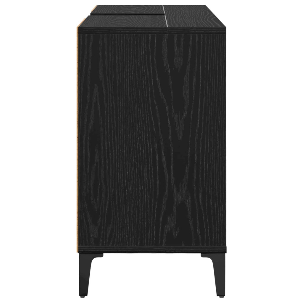 Armadio sottolavello con porta Rovere Nero 80 x 33 x 60 cm