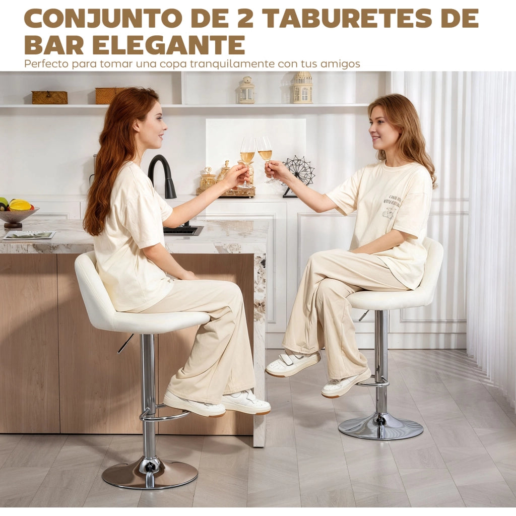 Sgabelli da Bar ¨C zephmum ¨C Altura Regolabile 43x45x81-101 cm Crema
