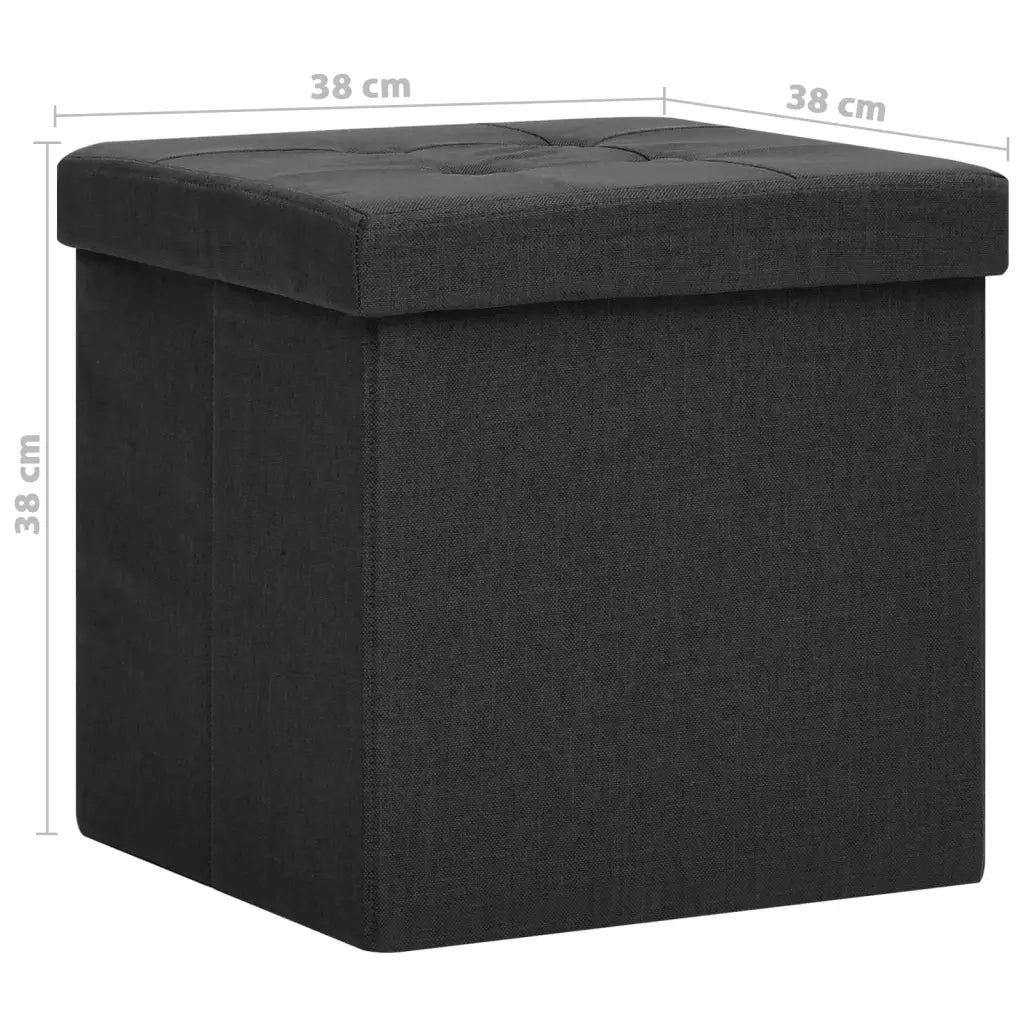 Sgabello con Contenitore Pieghevole Nero in Simil Lino 338763