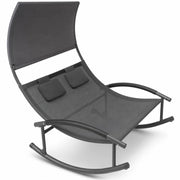 Lettino Due Posti Oscillante Prendisole Con Parasole Incorporato Design Ergonomico In Textilene Traspirante Struttura Acciaio E Cuscini Per Spazi Giardino Piscina Outdoor 140x200x185 Cm Grigio