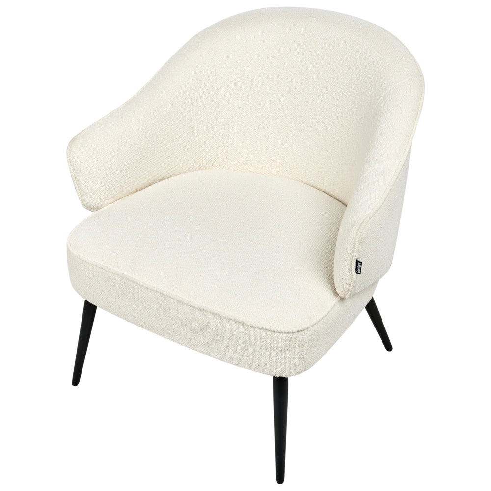 Poltrona Boucle Bianco Sporco Tessuto imbottito Morbide gambe nere Soggiorno industriale