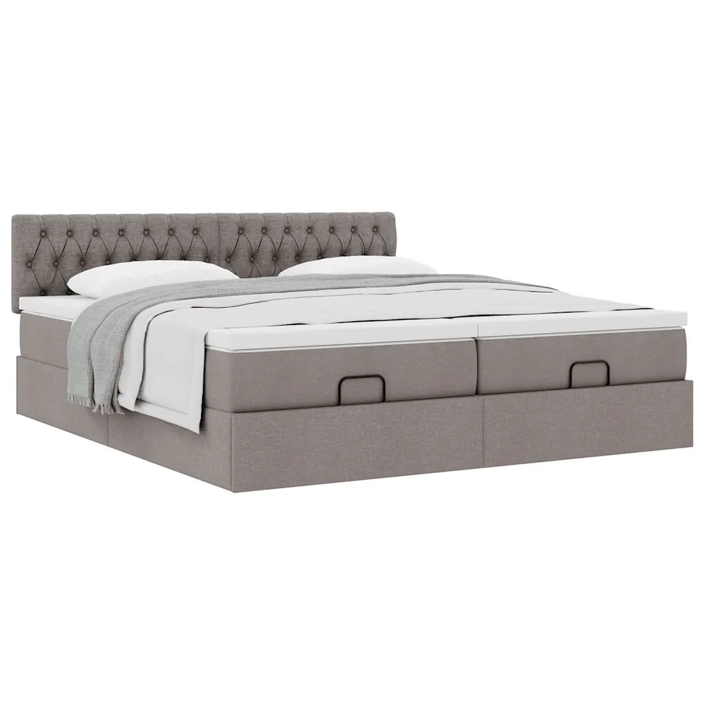 Struttura Letto Pouf con Materassi Tortora 160x200cm in Tessuto 3312012