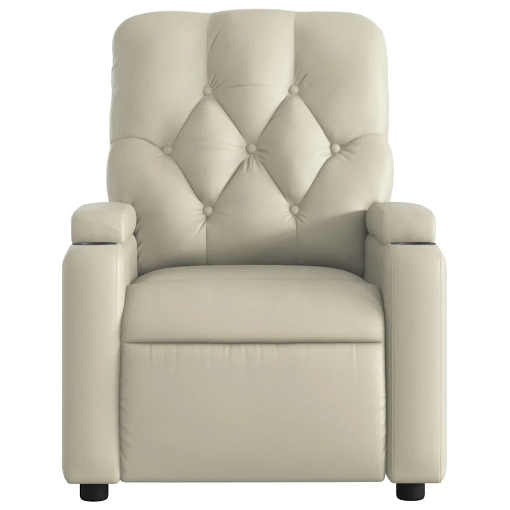Poltrona Massaggiante | Sedia Relax Elettrica Reclinabile Crema Similpelle