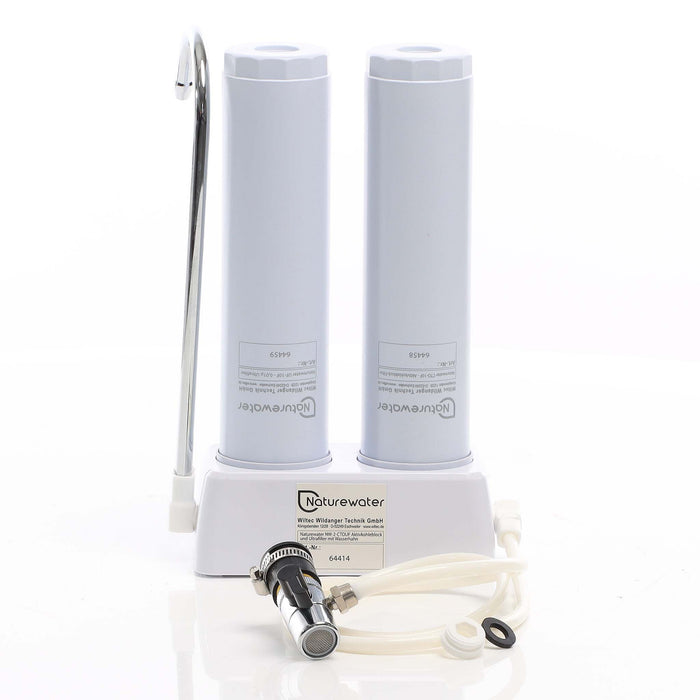 Naturewater Filtro acqua NW-2-CTOUF, Sistema di filtrazione a 2 livelli con cartucce, Filtro da banco