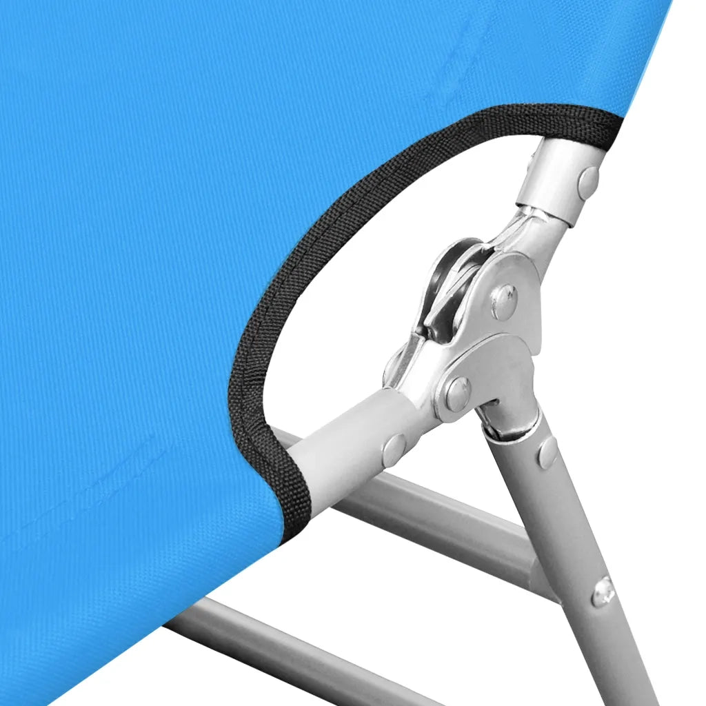 Lettino Prendisole | Sdraio da giardino | Lettino da sole Pieghevole Poggiatesta Acciaio Blu Turchese