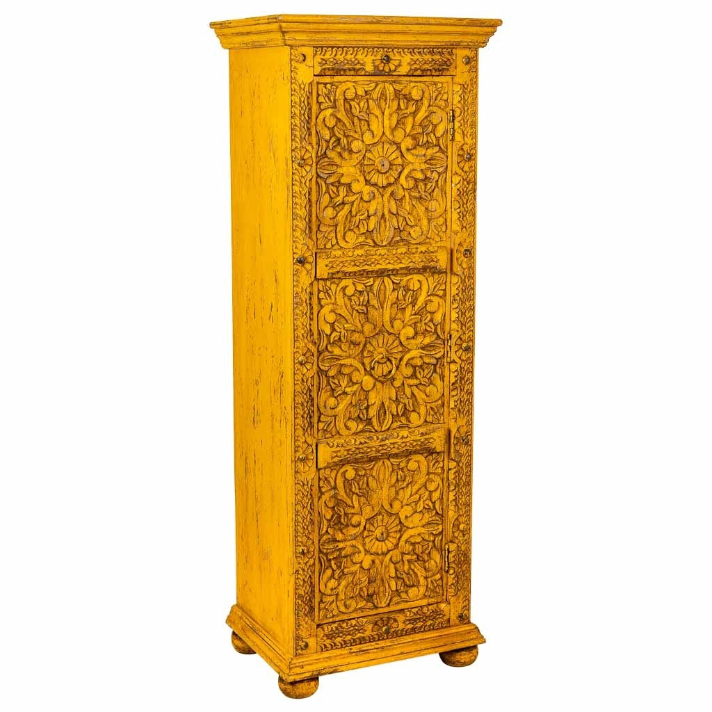 Armadio in legno fatto a mano giallo 53x40x149h