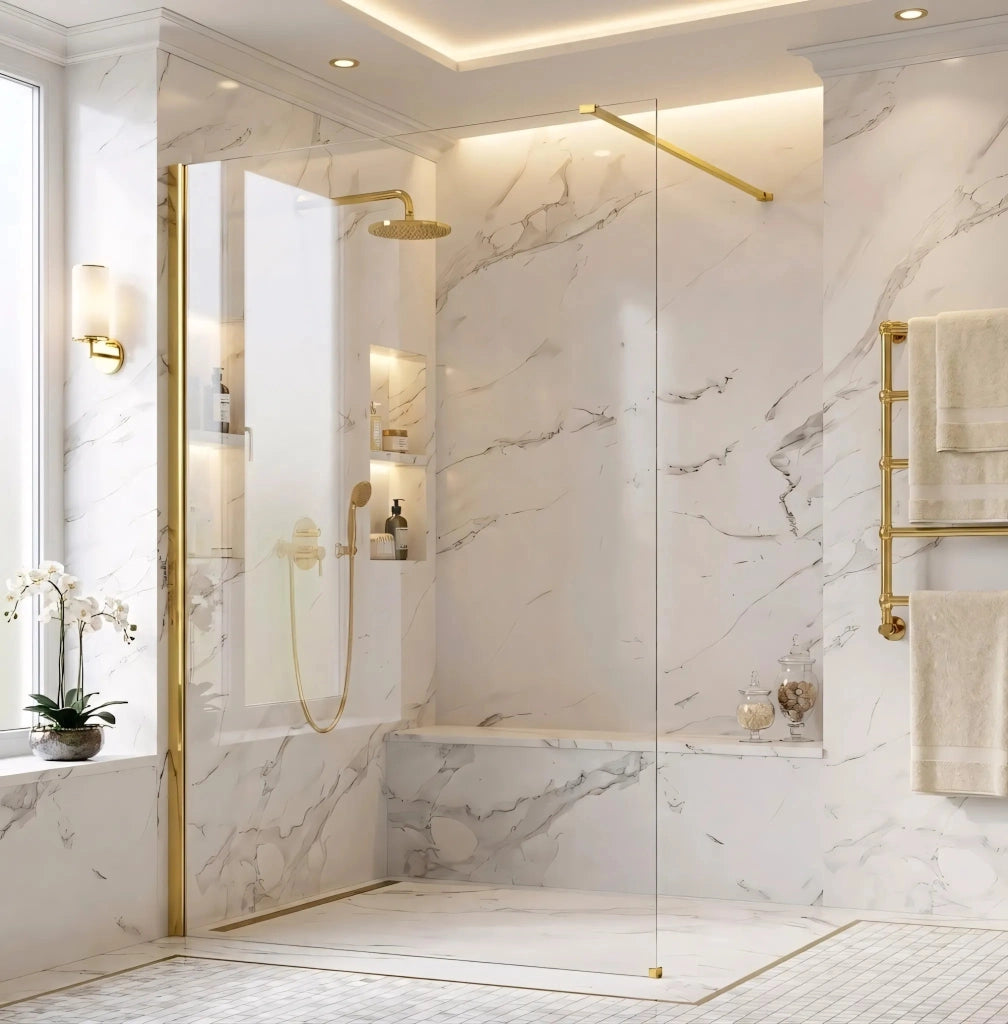 Parete Doccia Rea Flexi Transparent / Gold 100