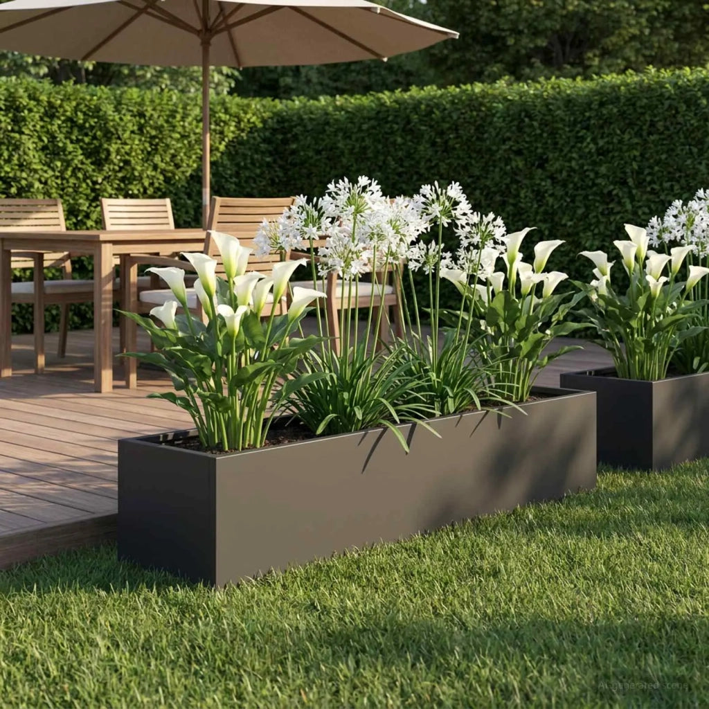 Vaso da giardino Nero 80 x 20 x 20 cm Acciaio laminato a freddo 8005162