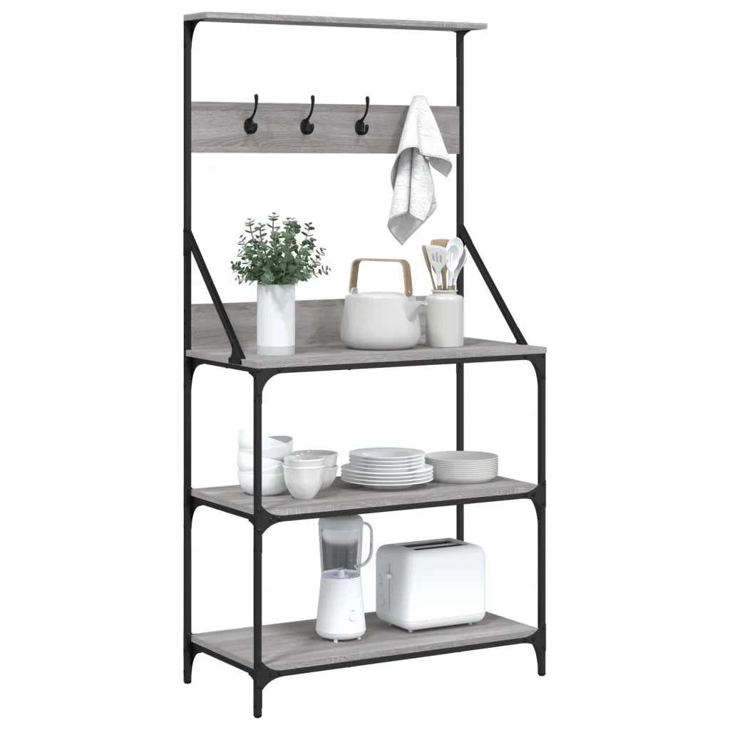 Scaffale Cucina Ganci 4 Ripiani Grigio Sonoma Legno Multistrato 838961
