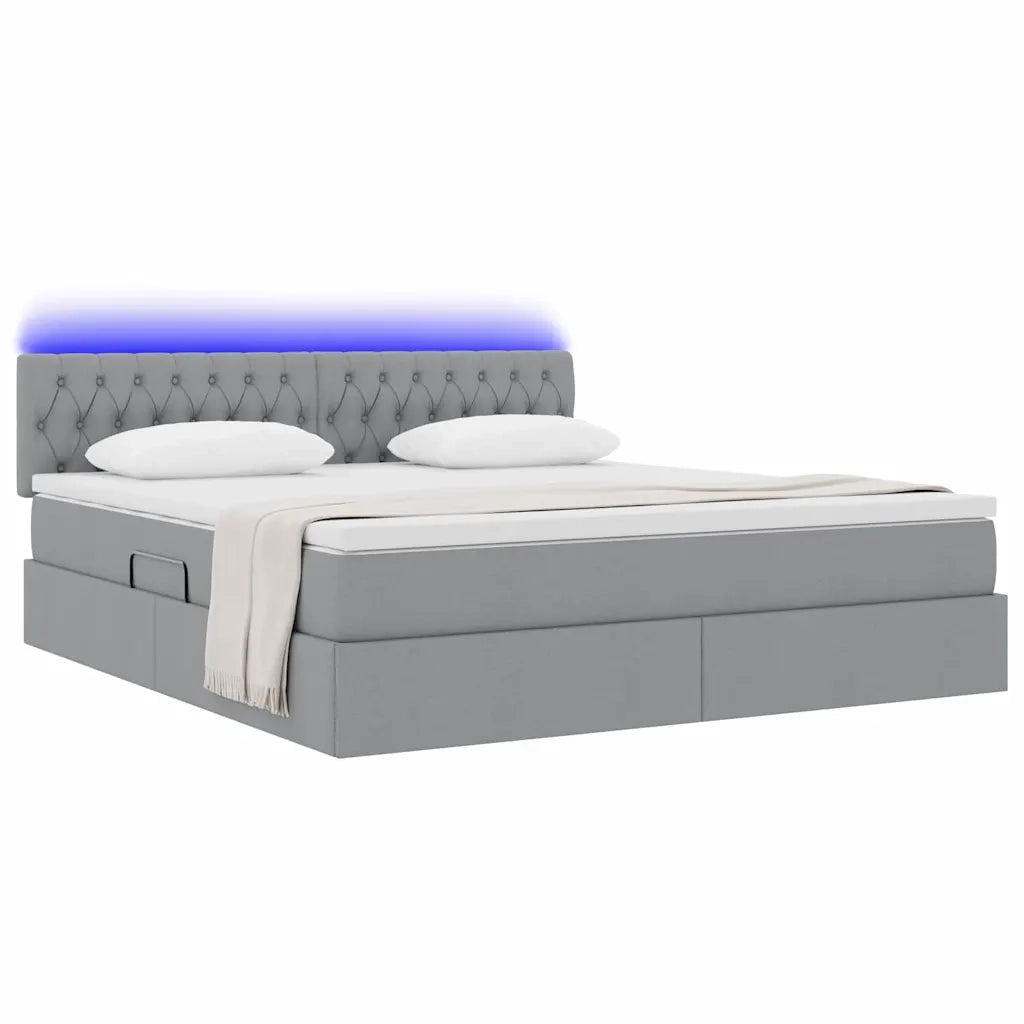 Letto con contenitore LED e materasso Grigio Chiaro