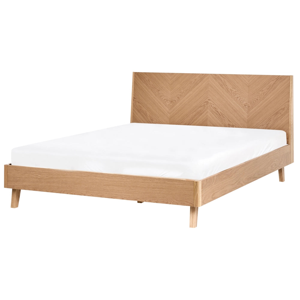 Letto in legno impiallacciato in rovere chiaro MDF impiallacciato in rovere 140 x 200 cm classic con base letto
