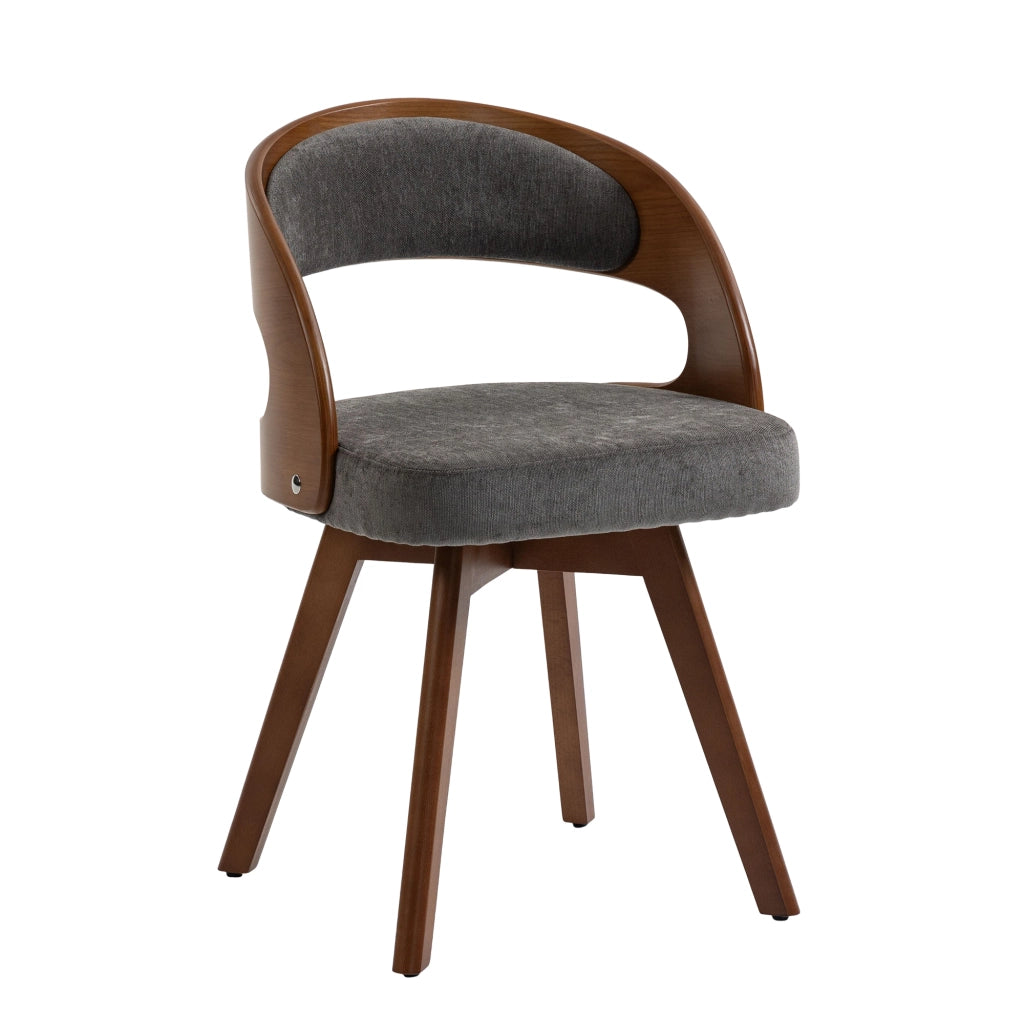 Sedia da Pranzo Girevole in Legno con Cuscino ¨C MINIMAL ¨C Schienale Curvo, Tessuto Cotone Lino