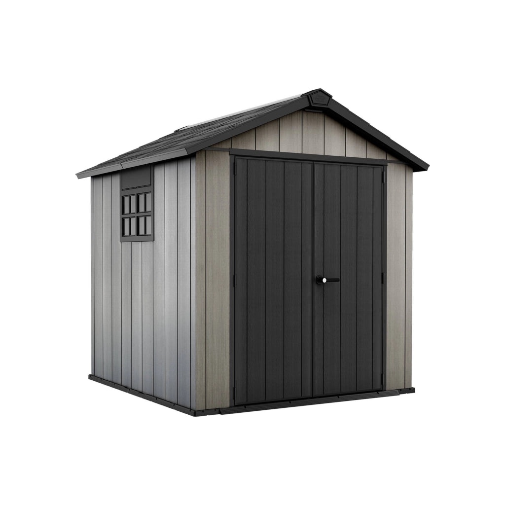 Casetta da giardino Dartmouth, Capanno da esterno, Rimessa da giardino, Ripostiglio per attrezzi, 229x224 h242 cm, Grigio