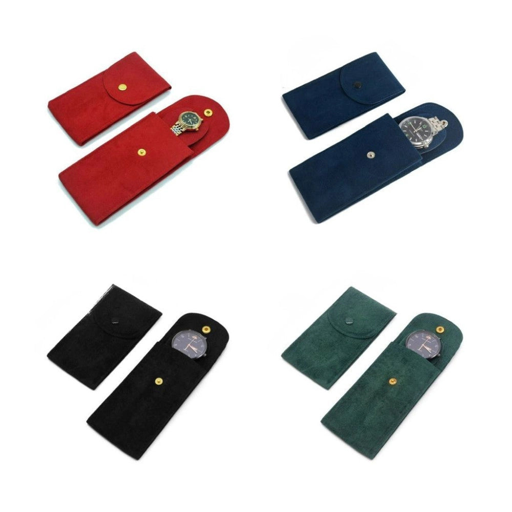 Trade Shop - Custodia Porta Orologio Da Viaggio Slim 13x7 Cm Con Chiusura A Bottone -