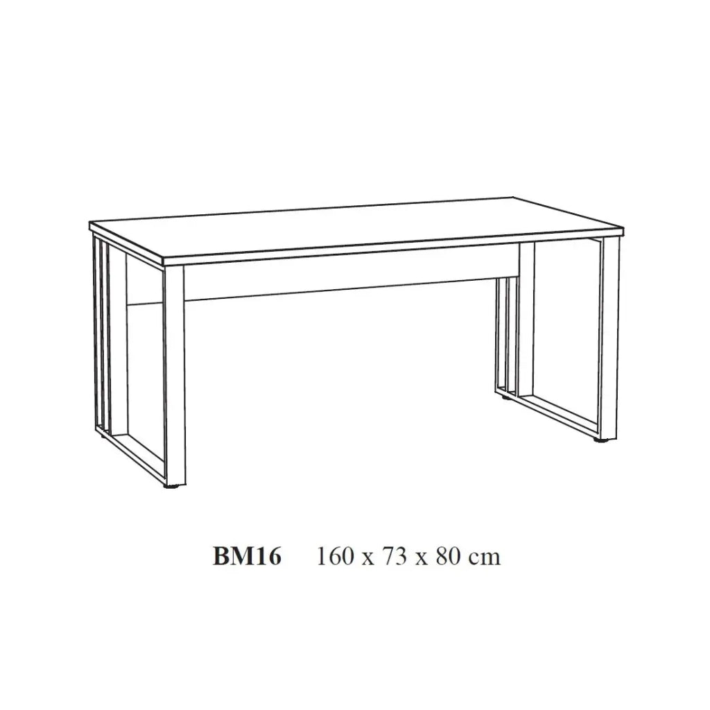 Bureau professionnel YUKON – 160 cm rovere chiaro e nero – Piano ampio e gambe metalliche