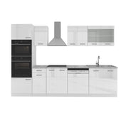 Vicco Cucina componibile Bianco 300 cm con armadio alto, senza piano di lavoro