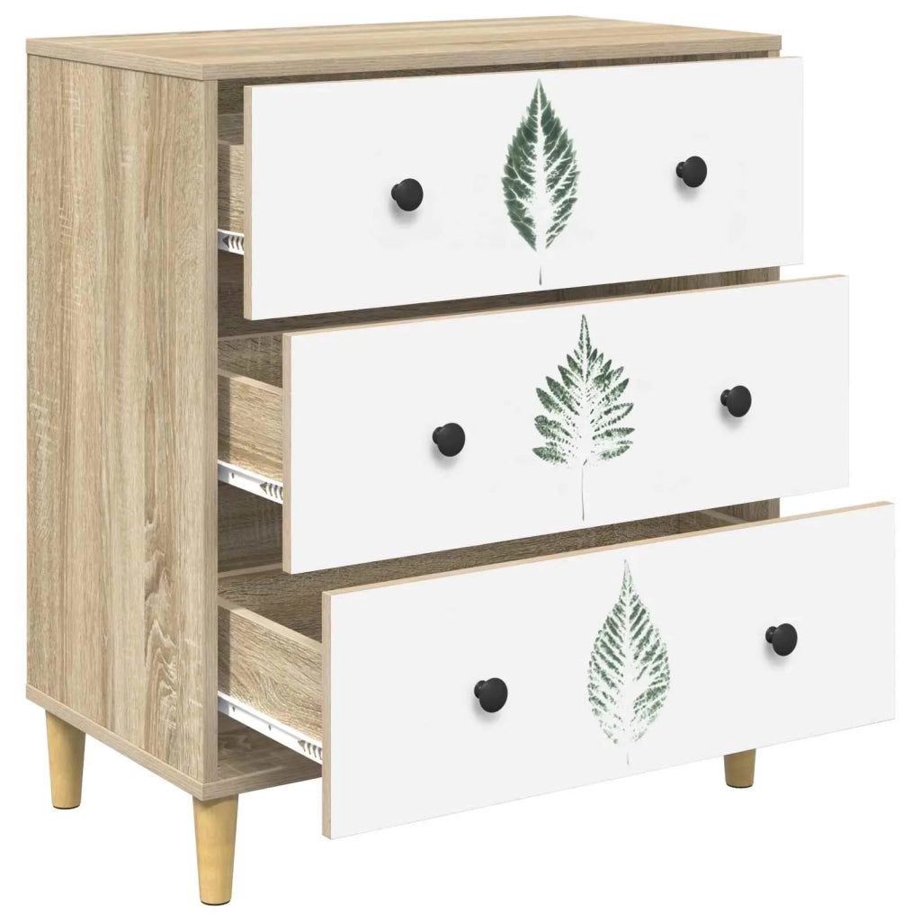 Cassettiera HANAU Stampa foglia verde 66 x 36,5 x 75 cm Sonoma 8007365