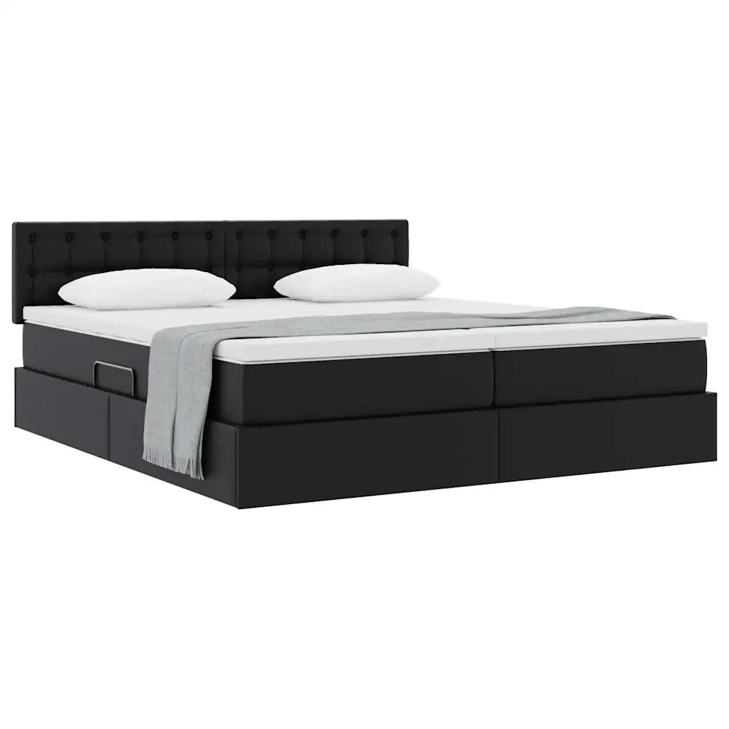 Letto con Contenitore Nero 200 x 200 cm Pelle Sintetica