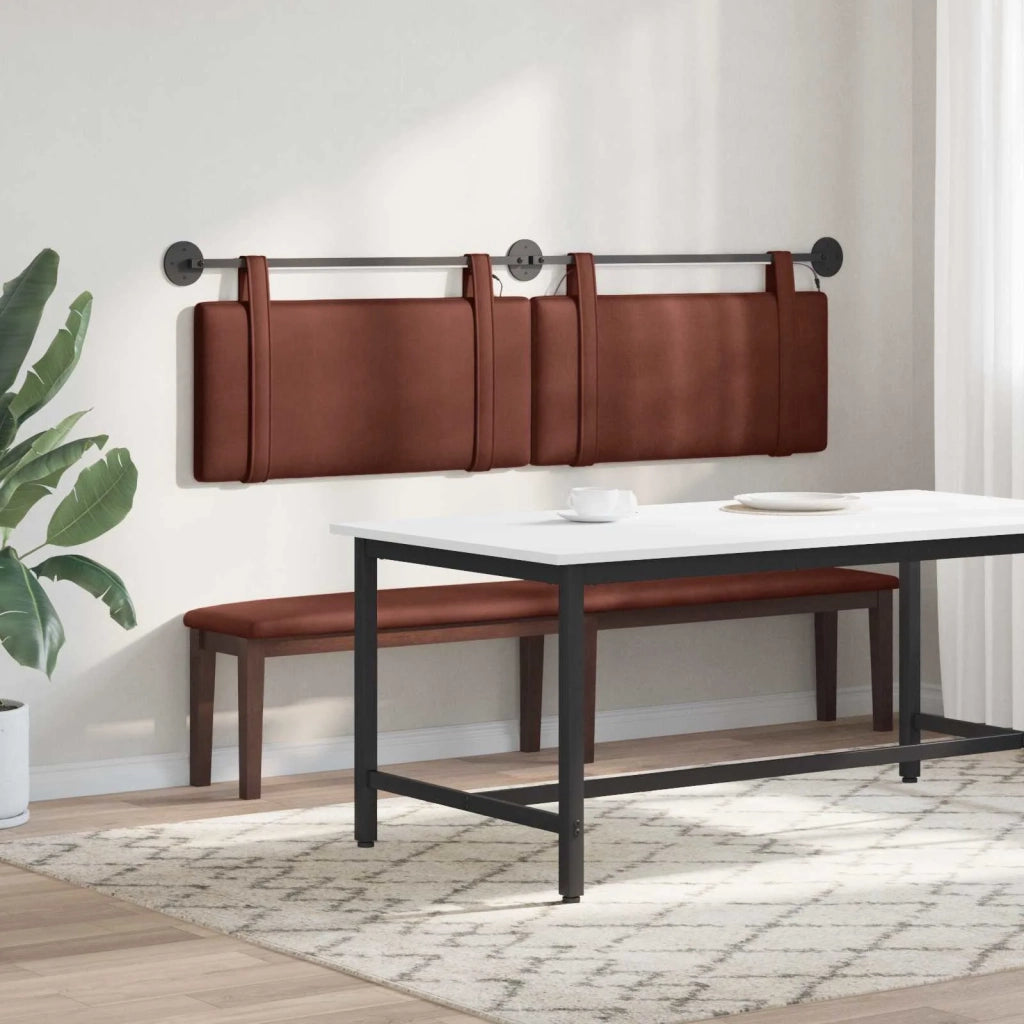 Testiera sospesa Con luce LED Marrone Lucido PU Antico