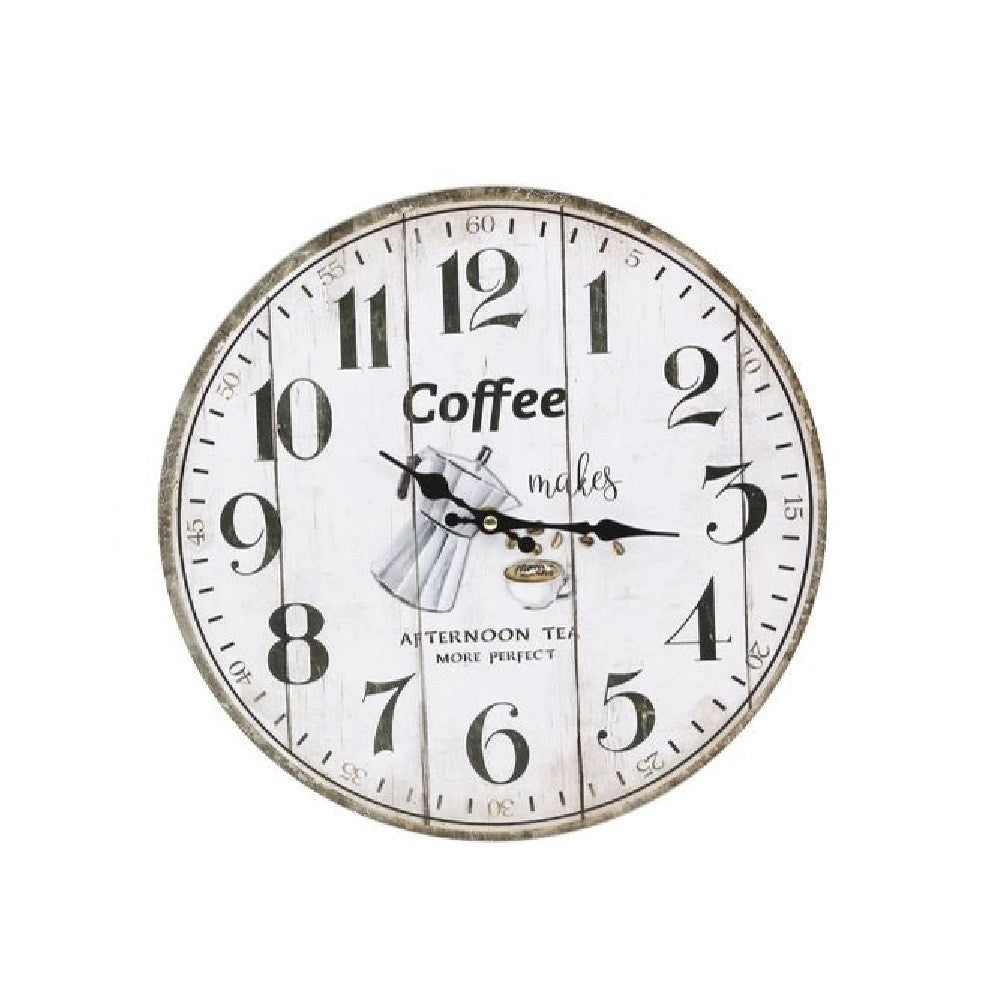 Trade Shop - Orologio Da Parete Muro In Legno Analogico Decorato Cucina Stanza Casa 218691 -